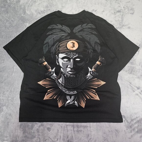 Men's NO TAG Tribal Warrior Graphic Shirt Heavyweight Cotton Size Large - Picture 1 of 7